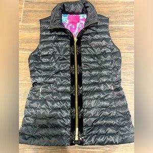 Lilly Pulitzer Noella Black Onyx Puffer Vest Size Small